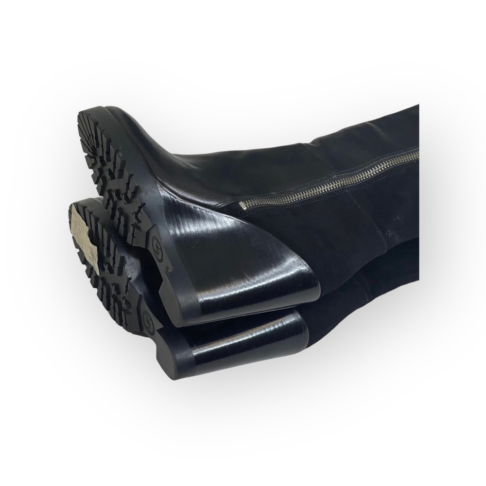 new Michael Kors ❃ High Tall Suede + Leather Wedge Heel Boot ❃ Black ❃ 5.5M 35.5 - Picture 11 of 16